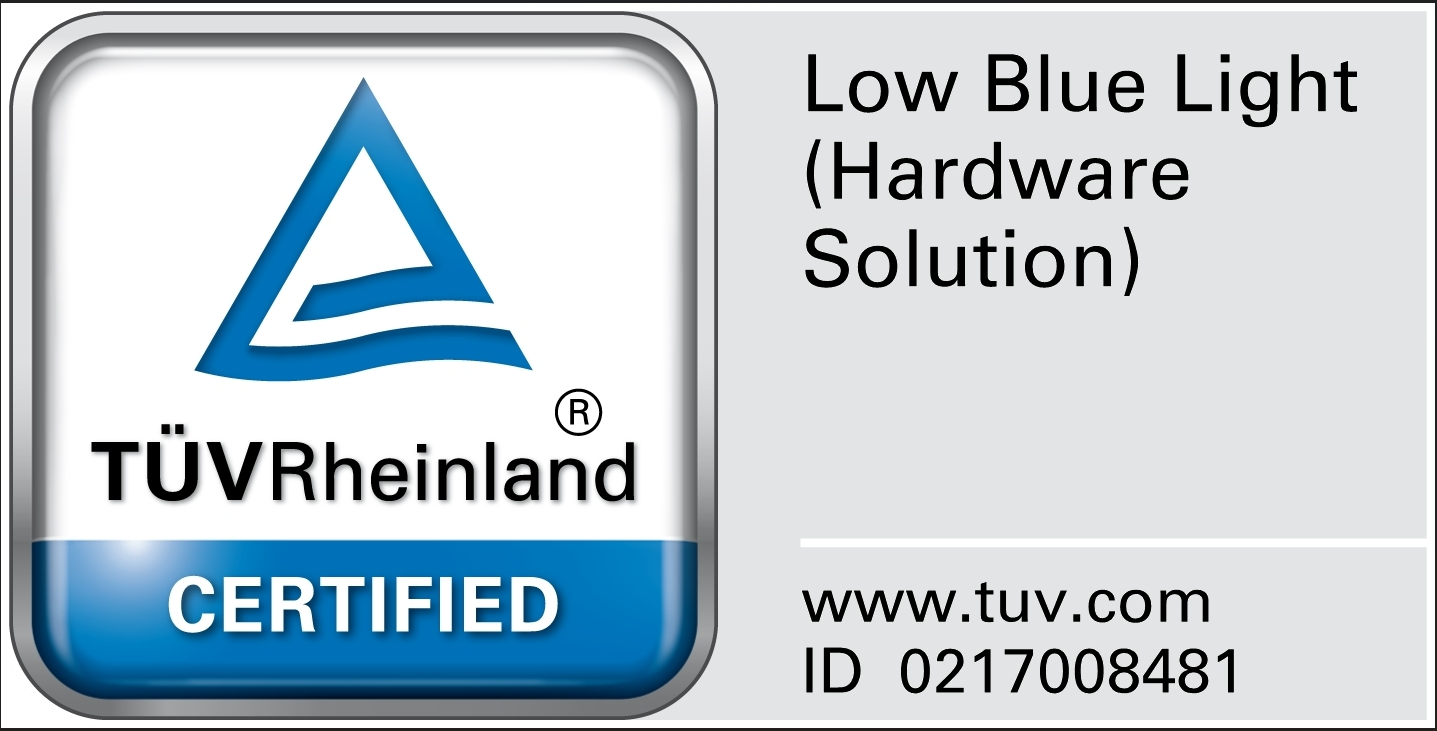 A TÜV Rheinland által tanúsított alacsony kékfény-szint