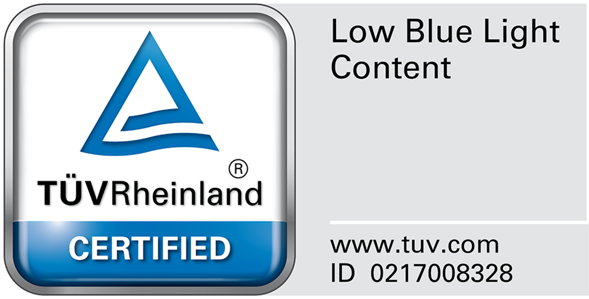 Сертитфикат TÜV Rheinland по снижению синего света